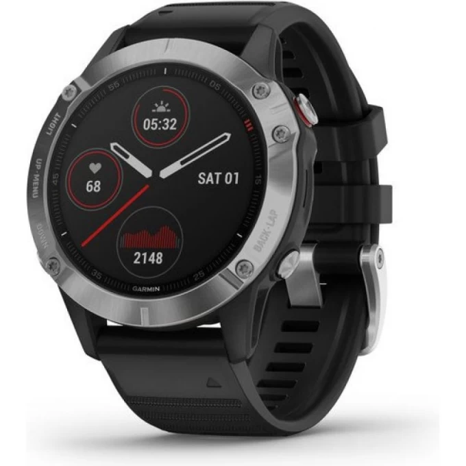 Часы GARMIN FENIX 6 BLACK SILVER WITH BLACK BAND 010-02158-00
