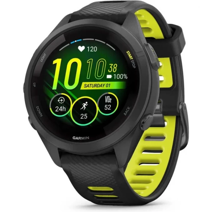 Часы GARMIN FORERUNNER 265S BLACK BEZEL AND CASE WITH BLACK/AMP YELLOW SILICONE BAND 010-02810-13 Часы GARMIN FORERUNNER 265S BLACK BEZEL AND CASE WITH BLACK/AMP YELLOW SILICONE BAND 010-02810-13