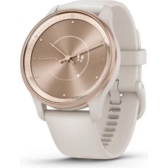 Часы GARMIN VIVOMOVE TREND с безелем персикового цвета с корпусом цвета слоновой кости и силиконовым ремешком 010-02665-01 Часы GARMIN VIVOMOVE TREND с безелем персикового цвета с корпусом цвета слоновой кости и силиконовым ремешком 010-02665-01