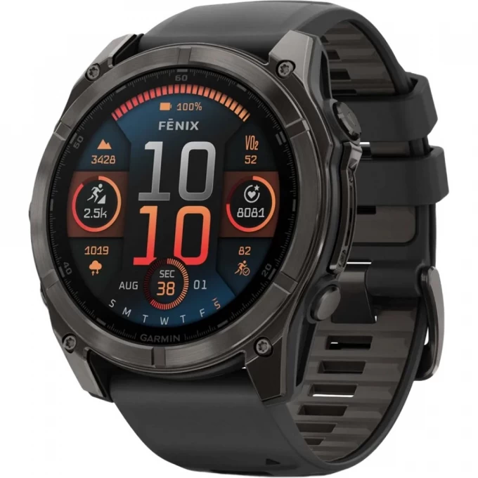 Смарт-часы GARMIN FENIX 8 – 51 мм, AMOLED Sapphire, титан с DLC-покрытием Carbon Gray и силиконовым ремешком черного/серого цвета 010-02905-21 Смарт-часы GARMIN FENIX 8 – 51 мм, AMOLED Sapphire, титан с DLC-покрытием Carbon Gray и силиконовым ремешком черного/серого цвета 010-02905-21